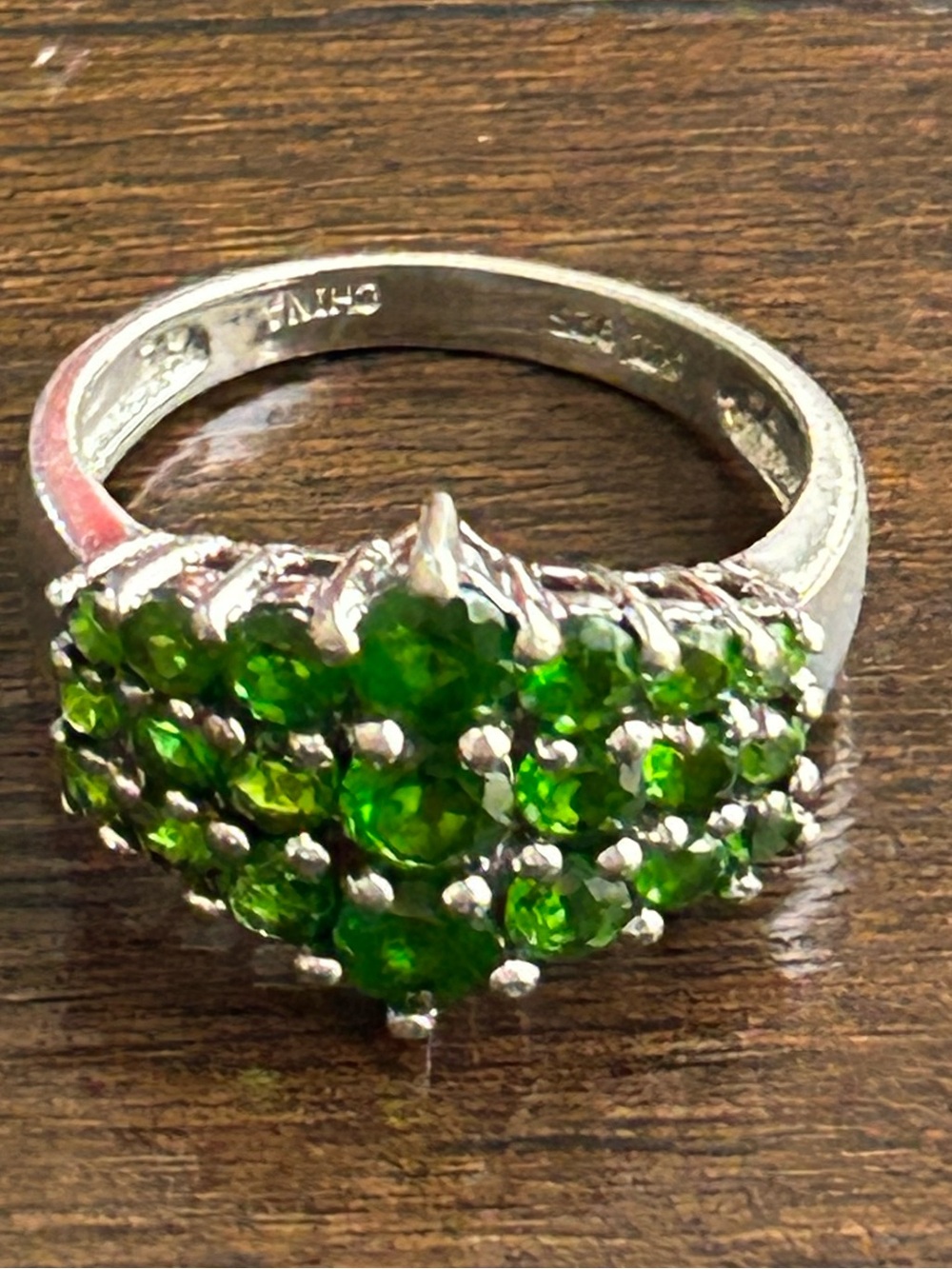 Stunning .925 Sterling Silver Chrome Diopside Cluster Ring size 8 - Picture 4 of 11